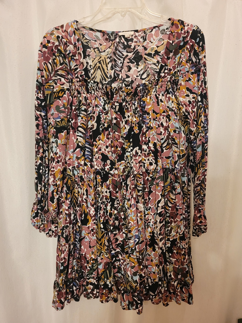 JODIFL Floral Smocked Mini Dress - Pink, Black, Mustard